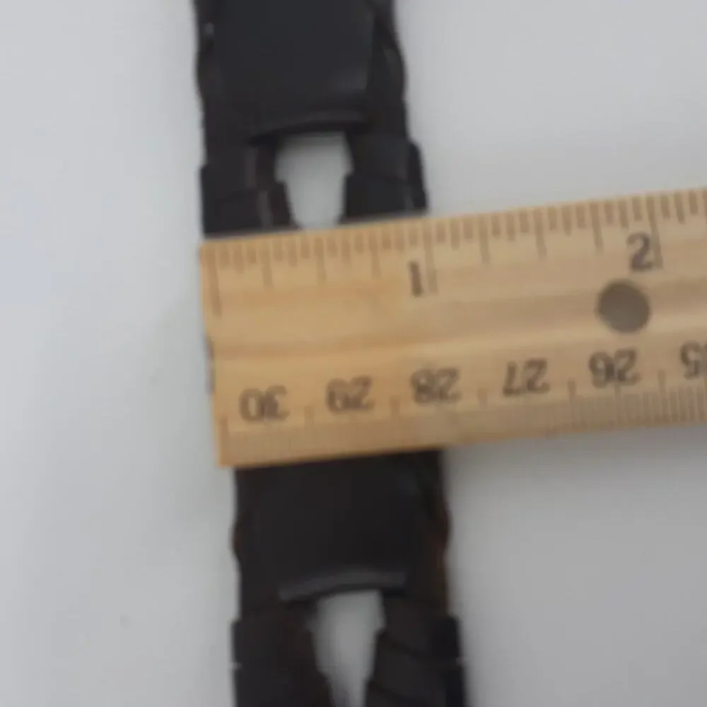 Fossil Men's Genuine Leather Links Gold Tone Buckle Solid Brass Single Prong